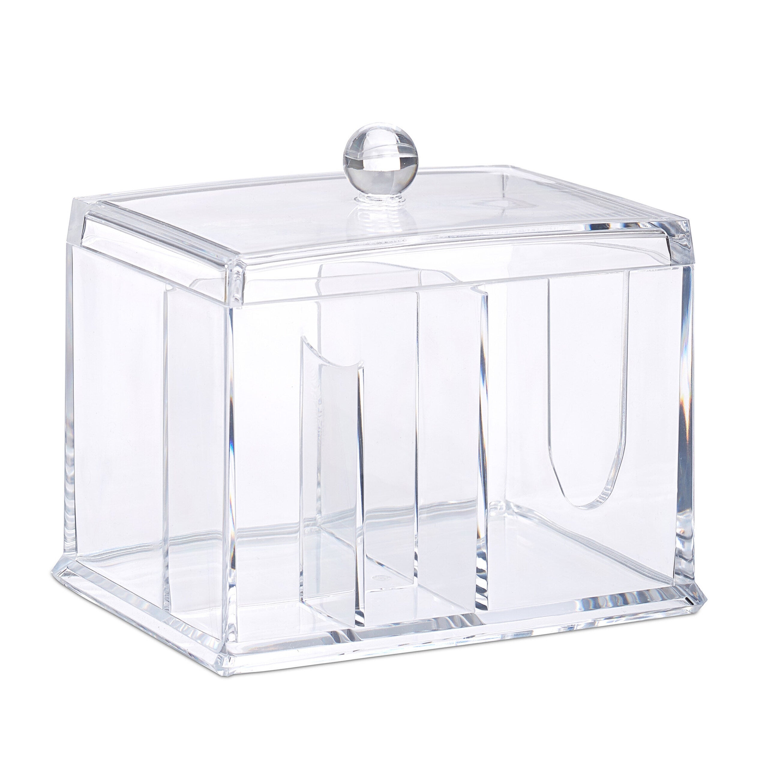 Boîte de rangement pour cotons-tiges en acrylique avec couvercle, grand distributeur, transparent, taille L, Relaxdays - 9