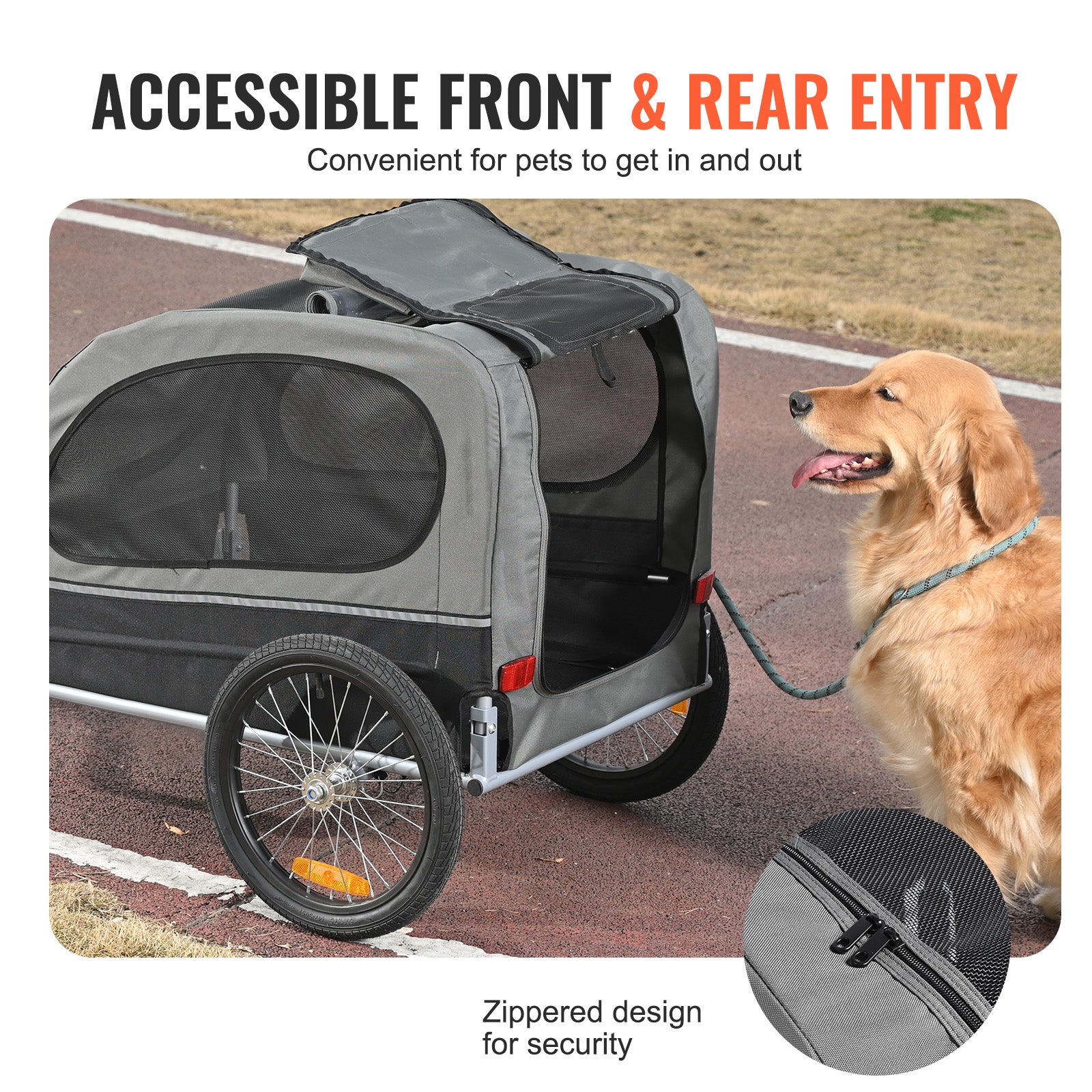 Remorque de Vélo Chien Pliable VEVOR Charge 40 kg Porte Animaux de Compagnie de Vélo Cadre Facile à Plier avec Roues à Dégagement Rapide, Universel - 5