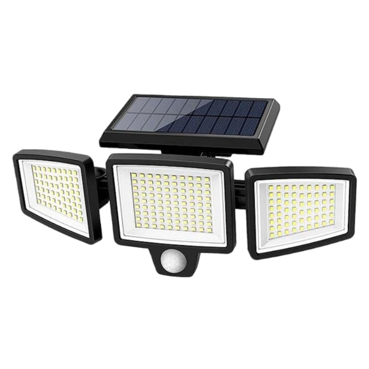 Zewnętrzna lampa solarna, reflektor bezpieczeństwa z czujnikiem ruchu 210 LED, wodoodporność IP65, kąt wiązki 270°