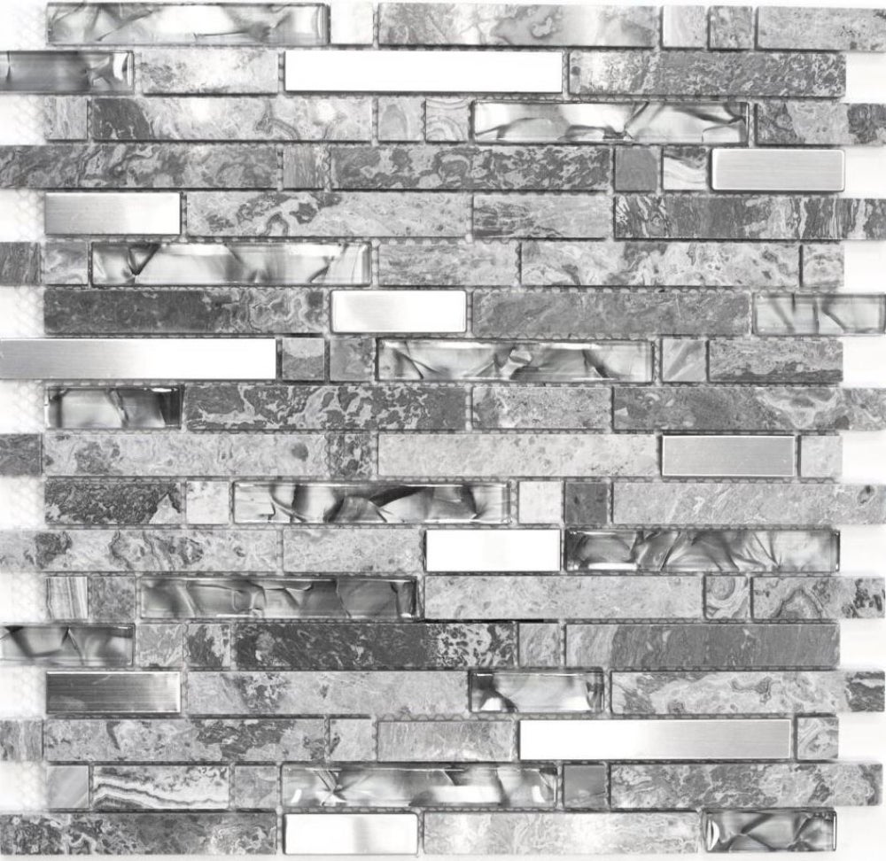 Plaque De Mosaïque Translucide En Cristal Composite - Gris Noir - Réf. 86-0208_b - Marque Mosaik-Netzwerk