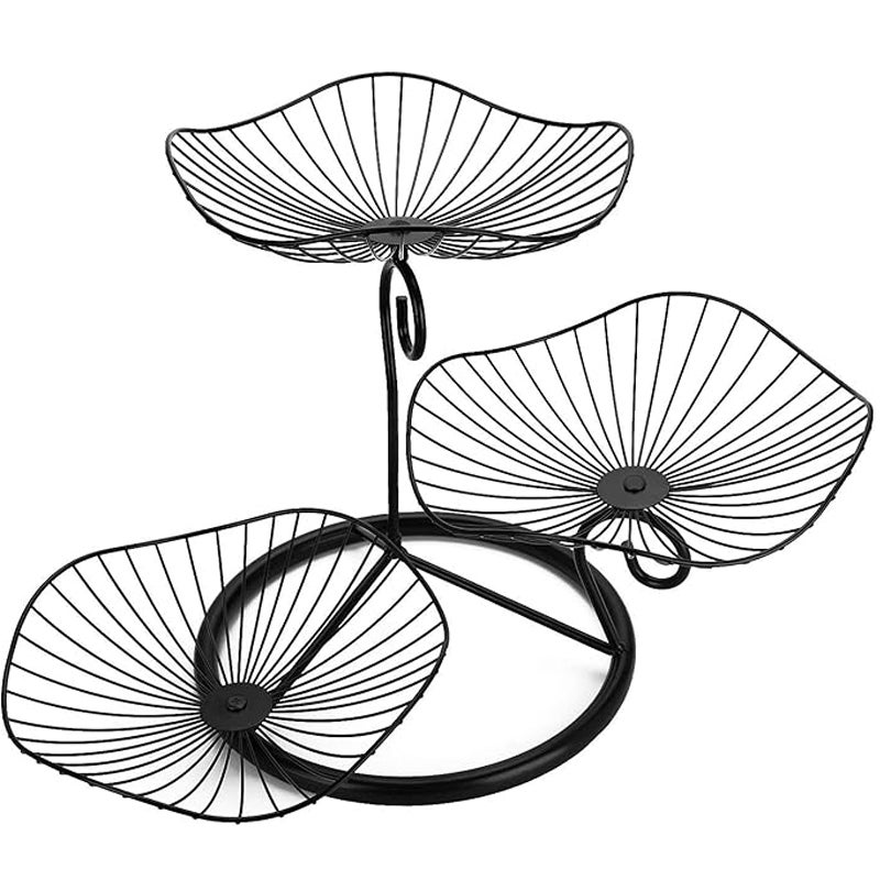 3-poziomowy metalowy kosz na owoce, dekoracyjna misa na owoce, nowoczesny stojak na owoce na blat kuchenny, czarny