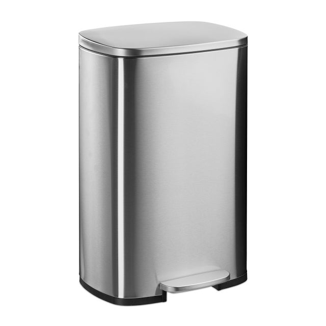 Poubelle Cuisine 50L FDW à Pédale En Métal – Grande Capacité, Couvercle Doux, Seau Amovible, Acier Argent