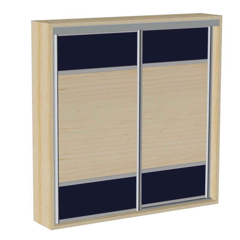 Kit SLID'UP 280 aluminium anodisé argent pour 2 portes de placard coulissantes 18 mm - rail 2 m - 50 kg - 4
