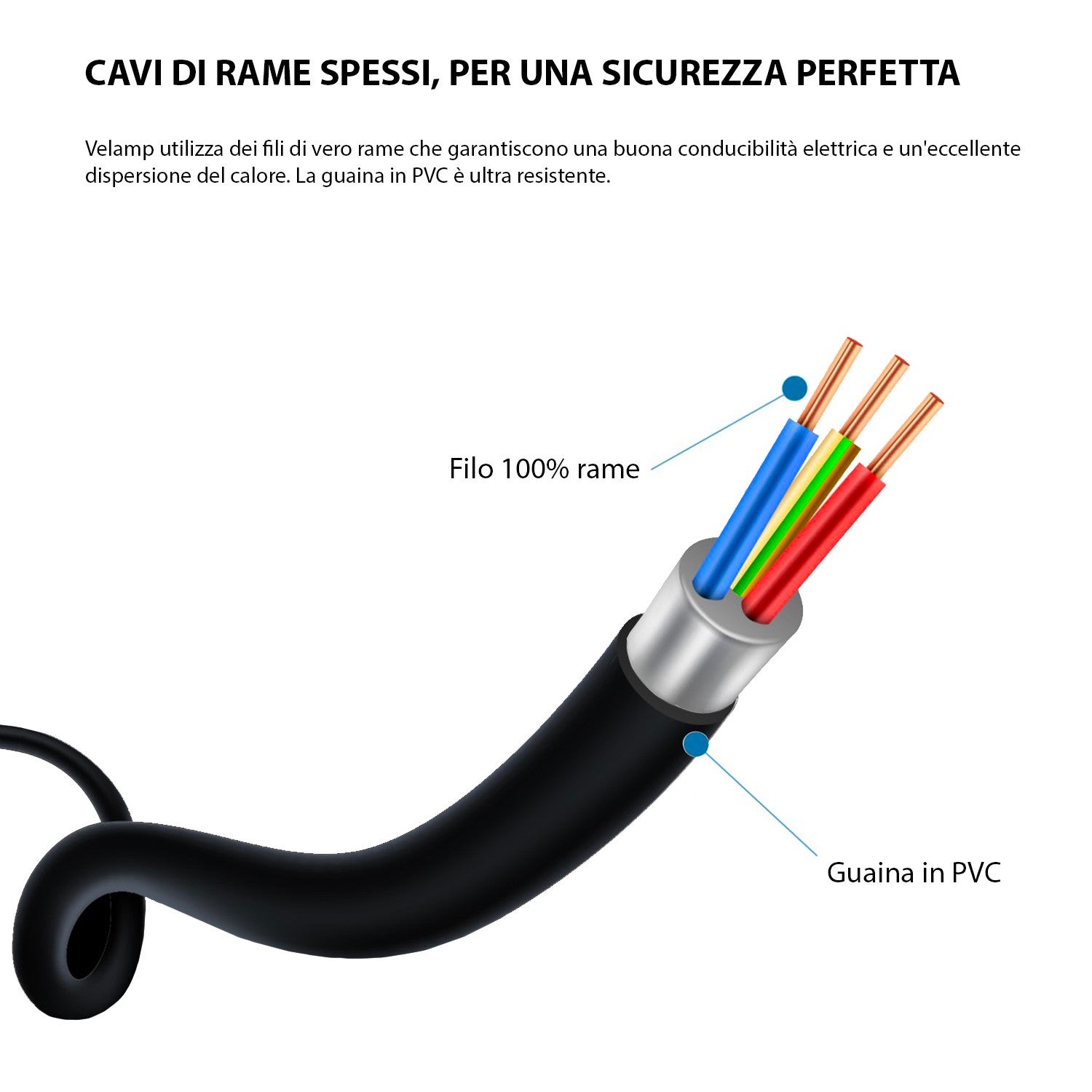 Enrouleur de câble domestique 4 prises, câble H05VV-F3G1.0MM2, 10M, CE - 5