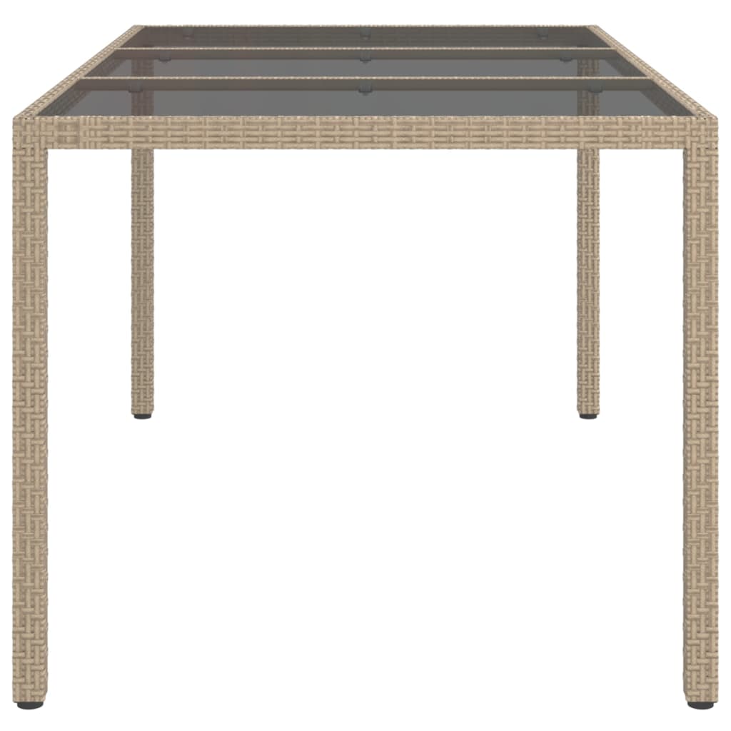 Table de jardin 150x90x75 cm Verre trempé/résine tressée Beige - 4