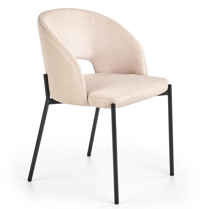 Silla de tela beige con patas de acero negro law