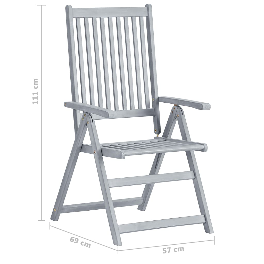 Chaises inclinables de jardin 4 pcs avec coussins Bois d'acacia 35 - 9