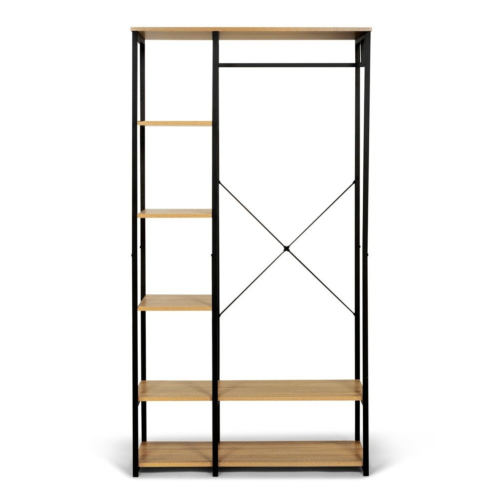 Dressing porte vêtements effet bois et métal - 3