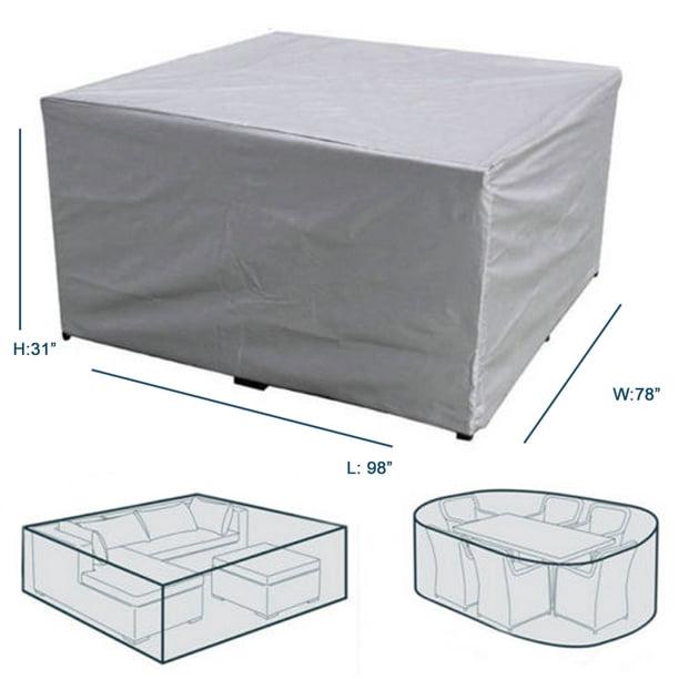 Housse de protection pour meubles de jardin, imperméable, 210D, pour table à manger et chaises d'extérieur, 250 x 200 x 80 cm - 2