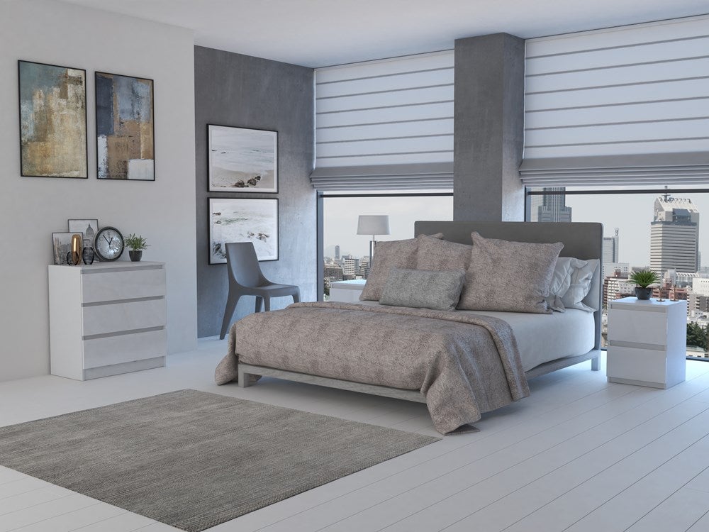 ASTER T2 - Mesita de noche 2 cajones estilo moderno - 40x30x30 - mueble auxiliar - 7
