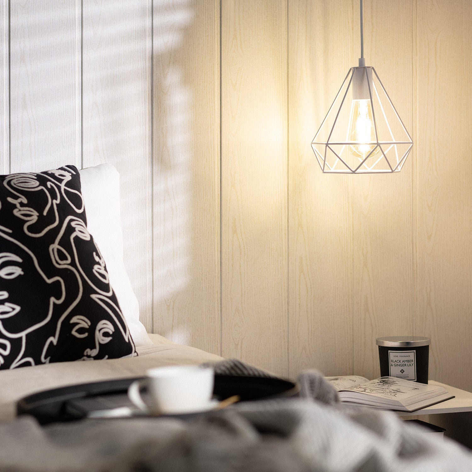 Lustre Suspension Métal Sardo, Blanc, Métal, E27, IP20, 1250 mm x 200 mm x 200 mm - 2
