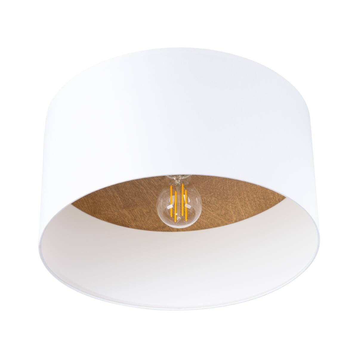 Plafon Telesto okrągły biały jasny brąz 1xE27x15W wym: 20 x 35 cm IP20 tkanina Sollux Lighting