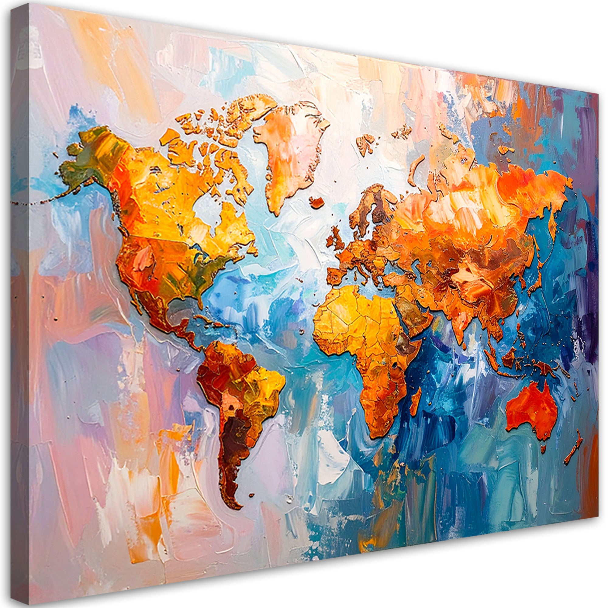 Obraz do salonu biura nowoczesny kolorowa mapa świata 60x40