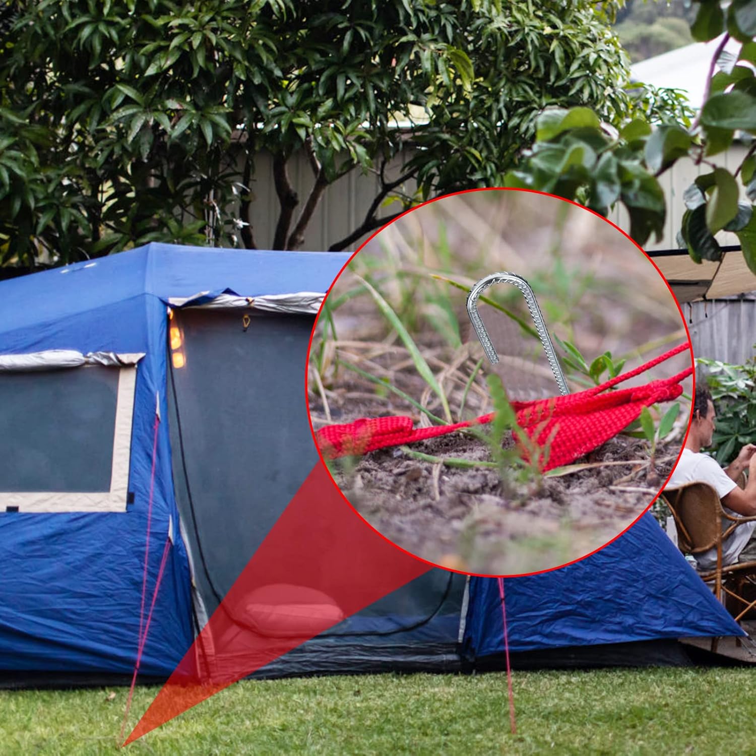 10 Pièces Piquets Ancrage au Sol, 30 cm Crochets en J, Ancres Résistants Piquet de Tente Sardines de Fixation en Acier Galvanisé pour Sécuriser Trampo - 4