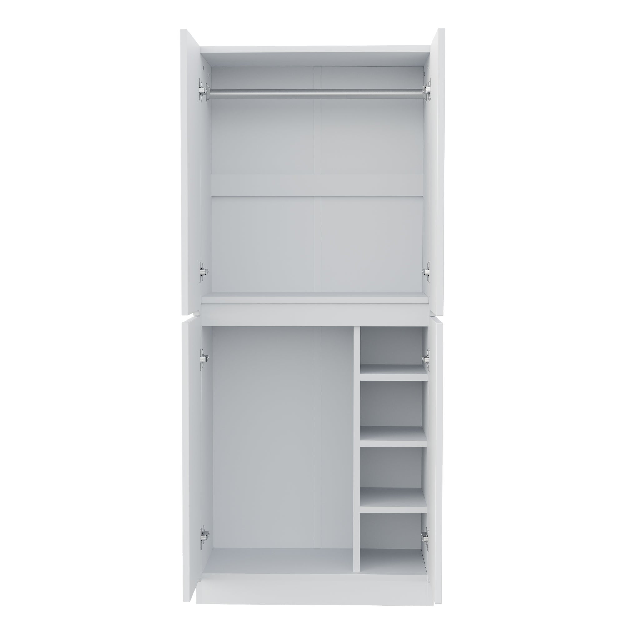 Armoire 70x40x170 cm - avec 4 portes - avec compartiments de rangement - Blanc - 5