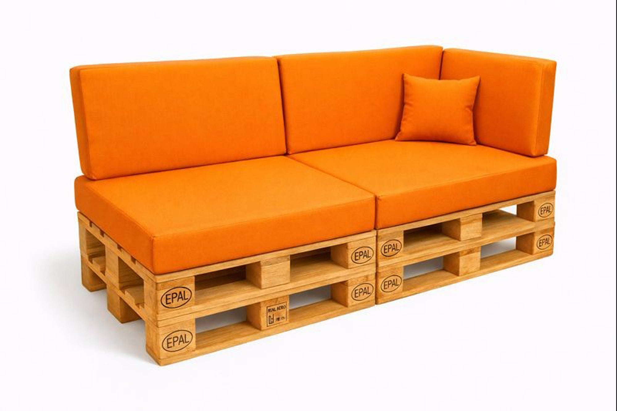 Zestaw 6 poduszek na palety ogrodowe 120×50×10 cm – siedzisko i oparcie 120×40×10 cm, grube i wytrzymałe, pomarańczowe