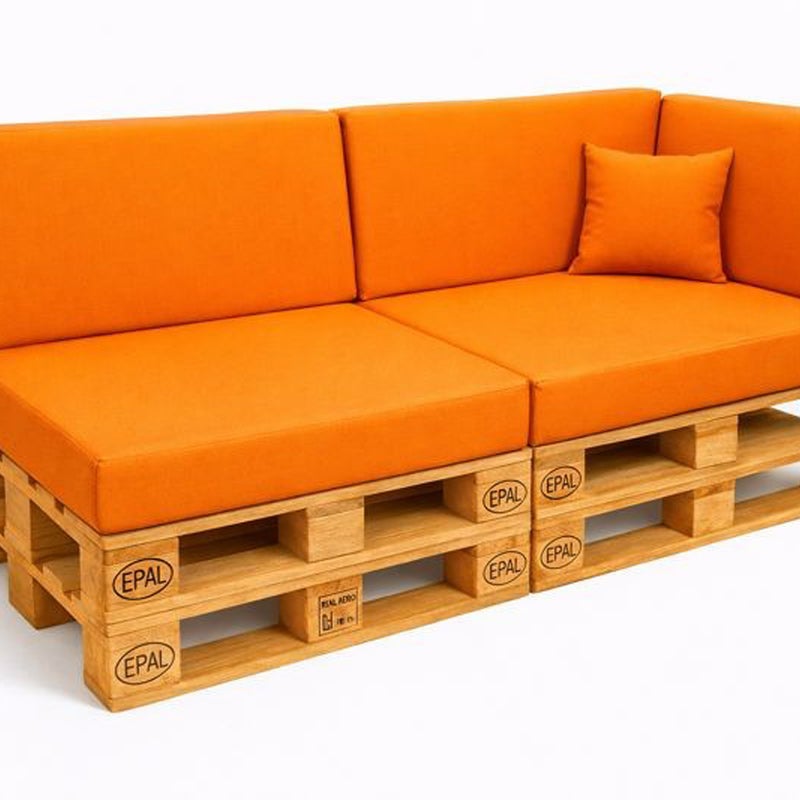 Zestaw 6 poduszek na palety ogrodowe 120×50×10 cm – siedzisko i oparcie 120×40×10 cm, grube i wytrzymałe, pomarańczowe