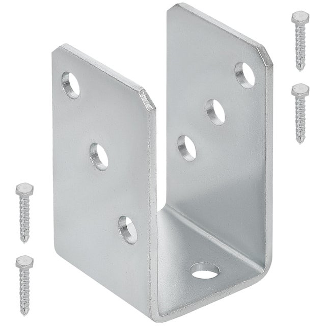 Supporto per U, Fissaggio Pali Legno, Staffa U Porta Palo da Avvitare, Staffa Palo Legno, Piastra Base Quadrato, Recinzione Angolare U, 90x90mm