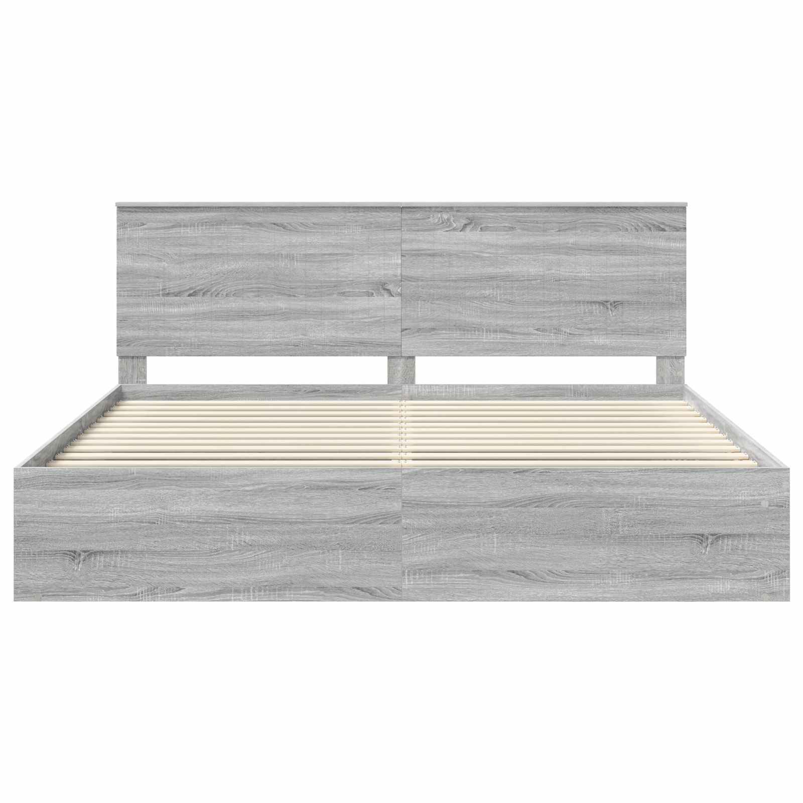 Cadre de lit gris 200 x 200 cm en bois de pin massif - 6