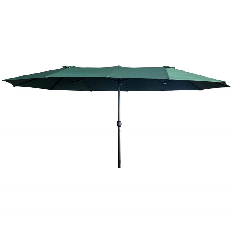Podwójny parasol ogrodowy TILIA w kolorze ciemnozielonym waga 12,3 kg wymiary 460x270x245 cm