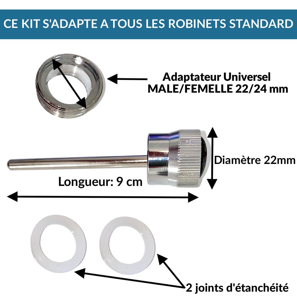 Mousseur Aérateur Tige Economiseur d'eau ACIER CHROME AQUALOW Diam 22/24 mm Male Femelle - 5