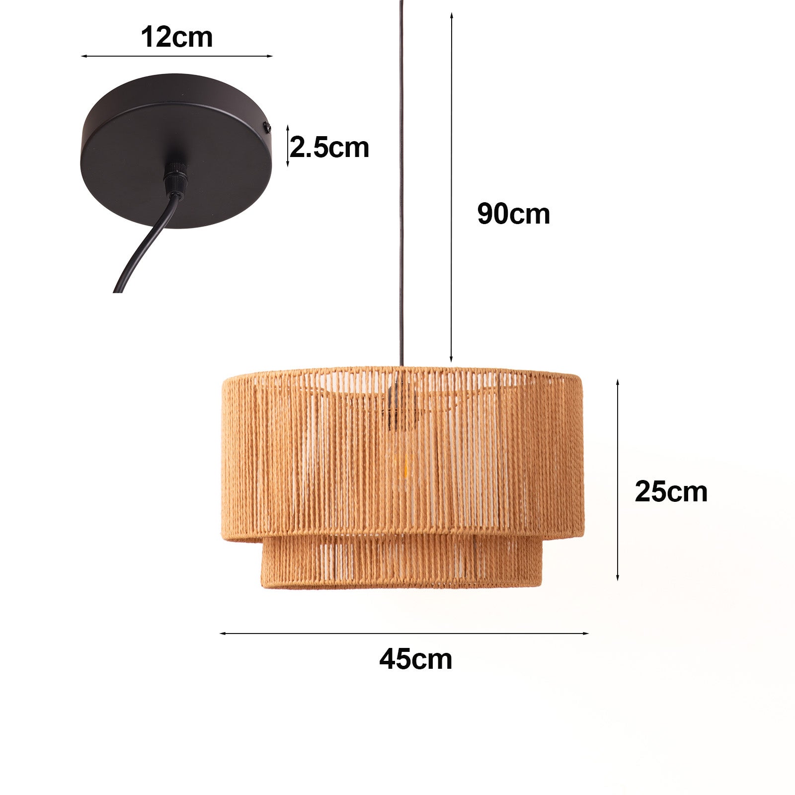 Lámpara colgante de papel trenzado Ø45 cm, estilo nórdico natural, E27 YUNA - 5