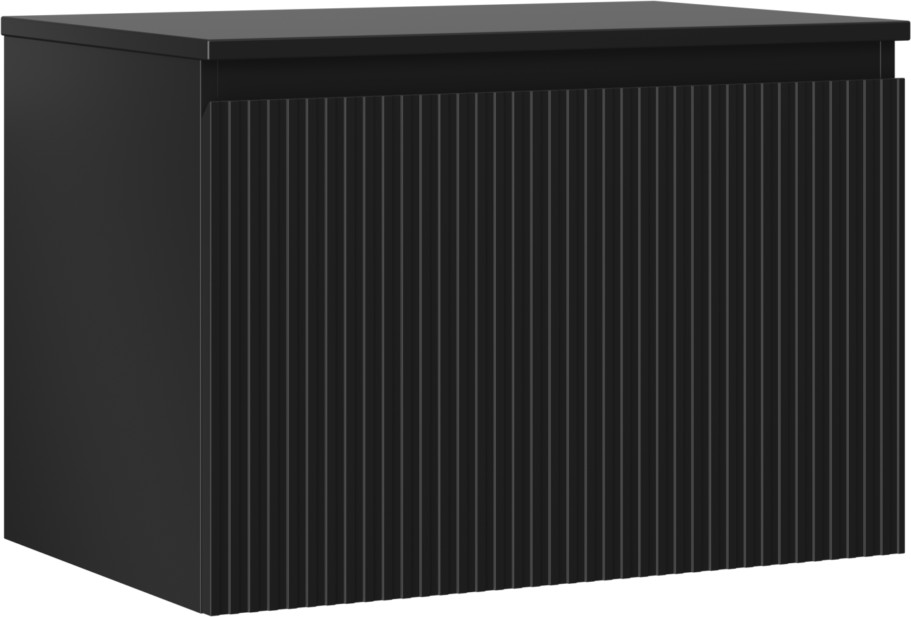 Mexen Rivel szafka łazienkowa podumywalkowa 70 cm z blatem, 1 szuflada, ryflowana , czarna mat - 91A20-07047-1-BFC71