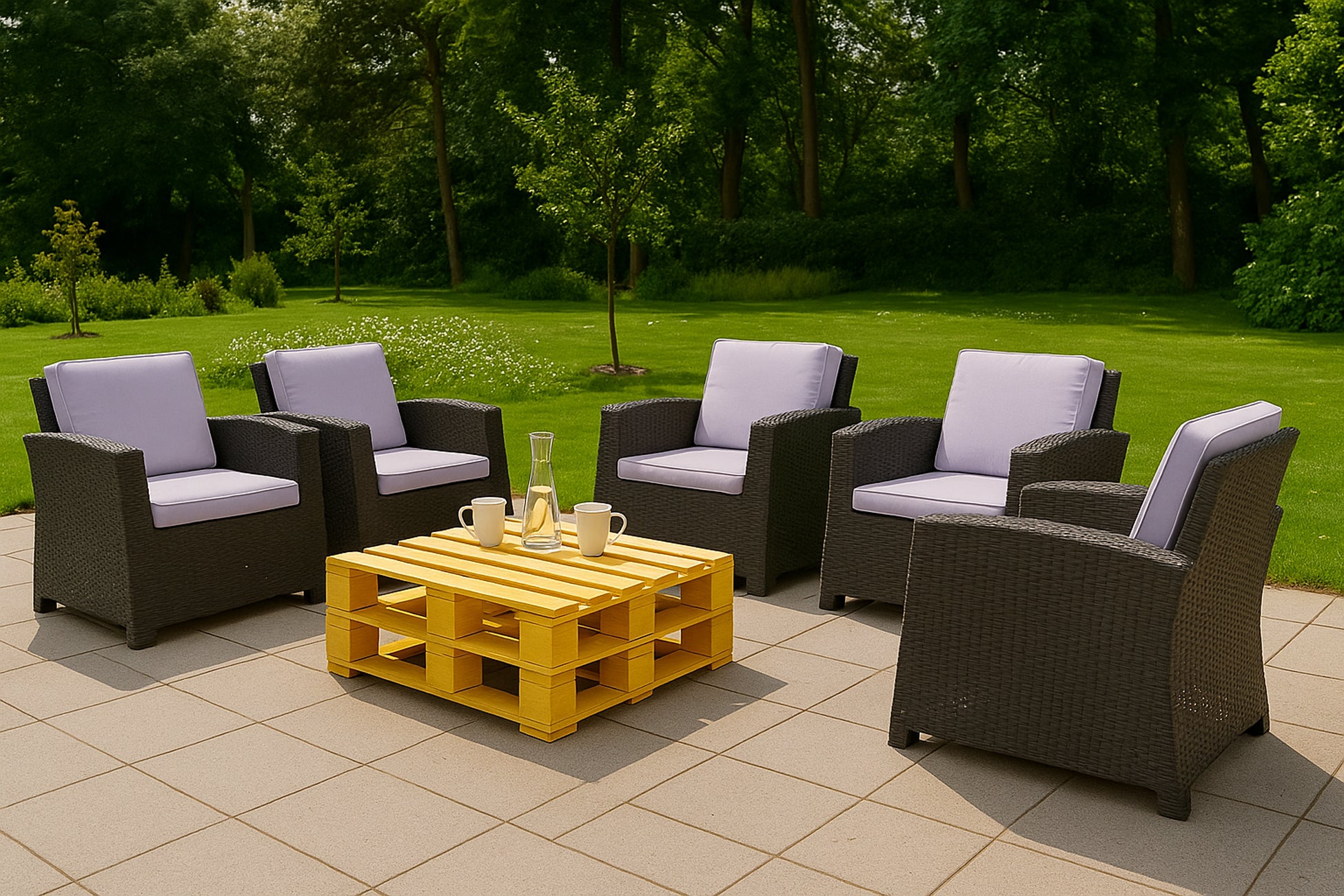 Cuscino per sedia in polyrattan 56x52x7cm Set da 6 cuscini per sedia- Cuscino per poltrona da giardino Viola/ cuscino schienale seduta per esterni - 5