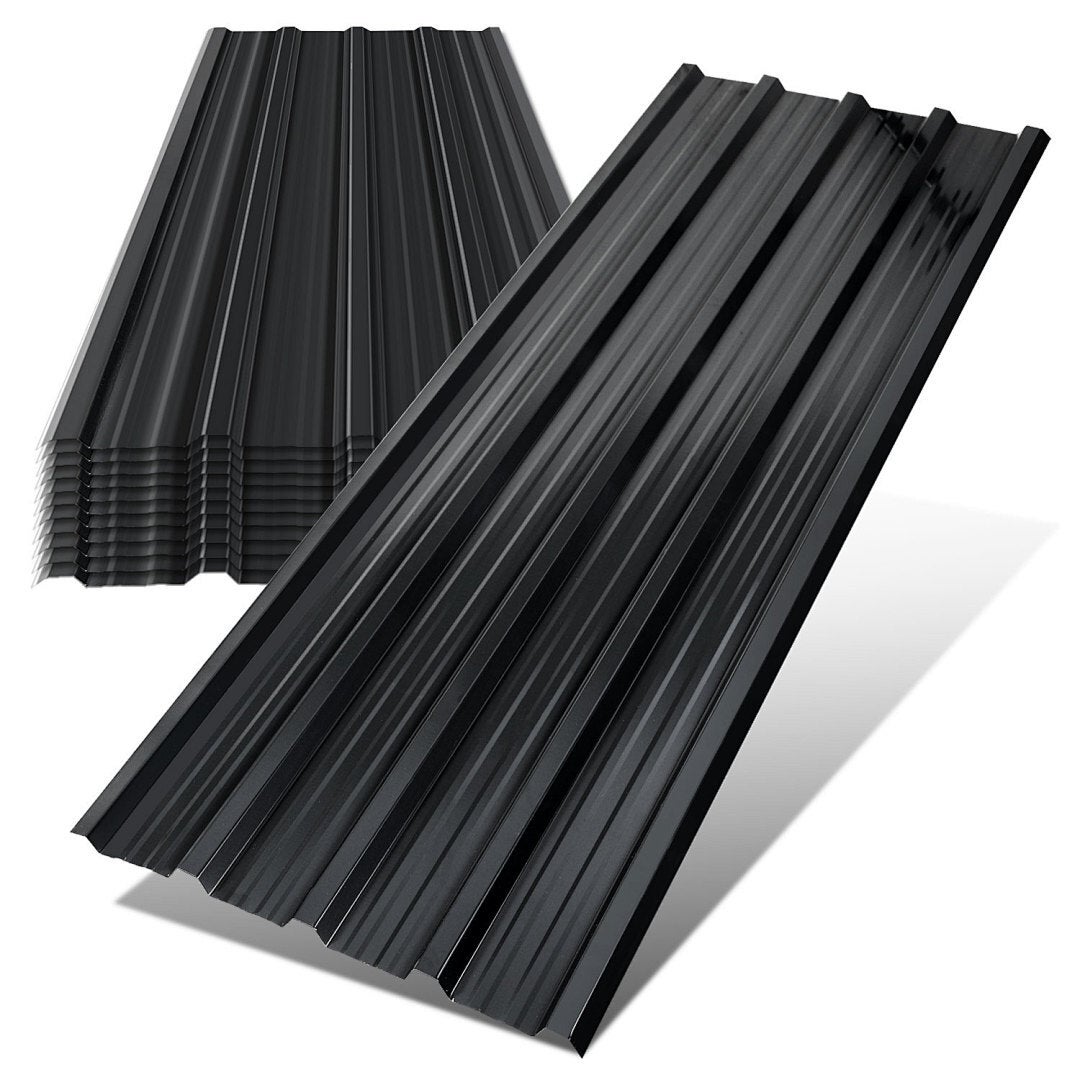 12x Blacha Falista Trapezowa na Dach, tôles trapézoïdale tôles Tôle 0,25 mm, 129x46cm = 7m², Gris Foncé