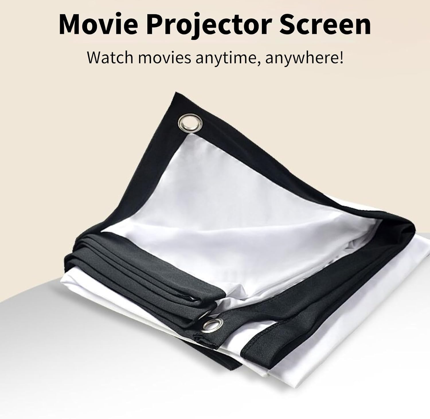 Écran De Projection Portable 120 Pouces WANDGU 16:9 HD - Infroissable, Pliable Avec Crochets Et Cordes, Lavable Pour Intérieur Extérieur