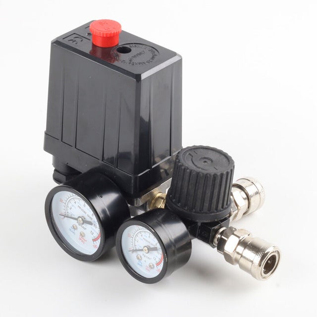 Compresseur Jauges de régulateur de soupape de commande de pressostat de compresseur d'air 220 V 0-180 psi avec connecteur rapide