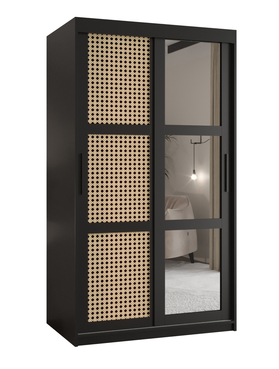 Szafa przesuwna Plecionka Wiedeńska 2 100 x 62 x 200 czarny – Abiks Meble
