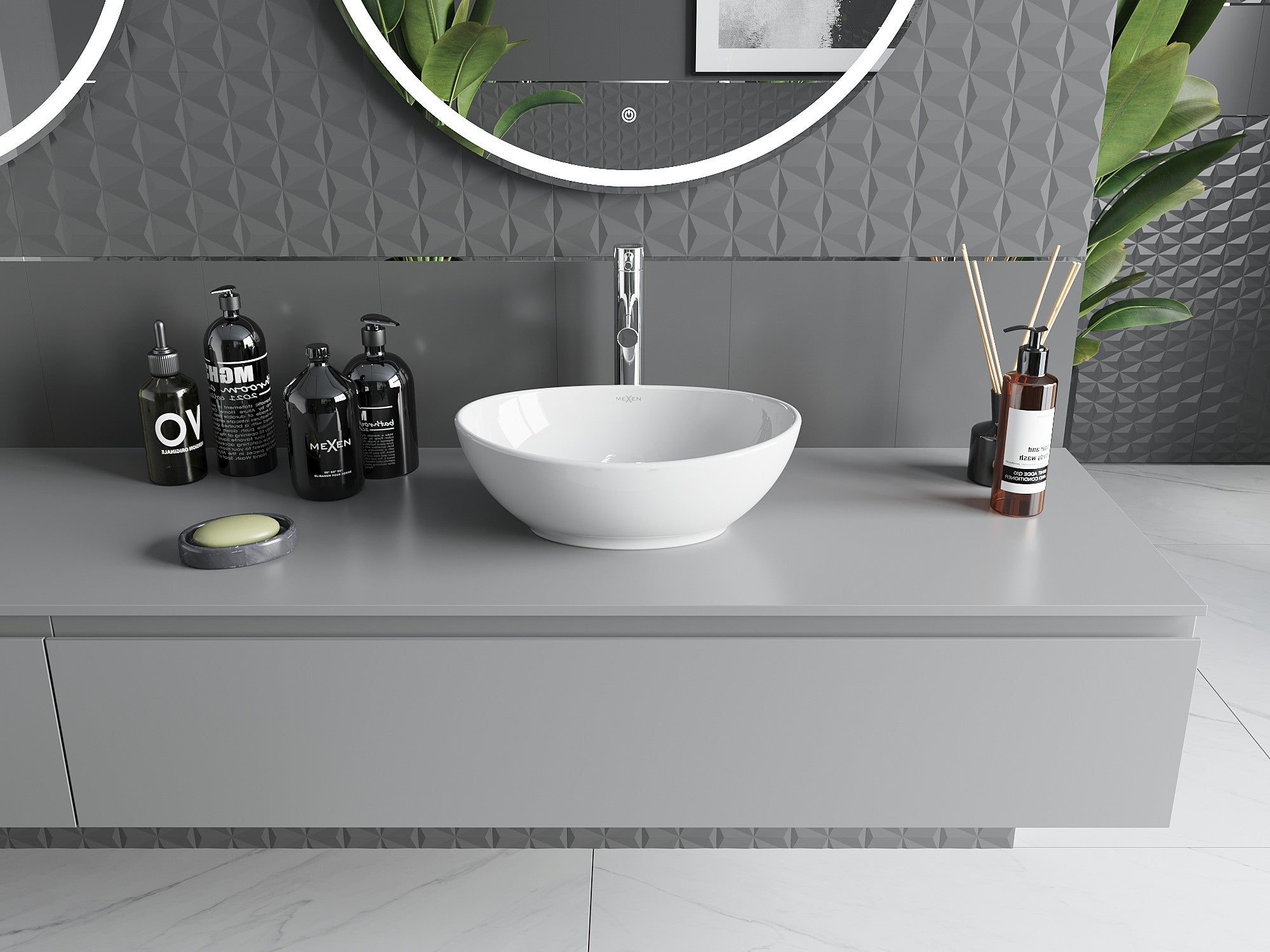 Mexen Elza umywalka nablatowa 40 x 33, cm biała - 21014000 - 3