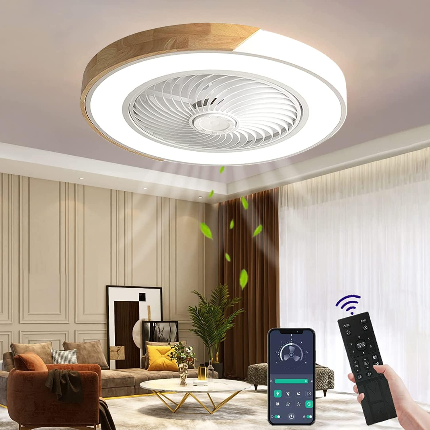 Suspension LED invisible et silencieuse avec ventilateur et télécommande - Blanc - 7