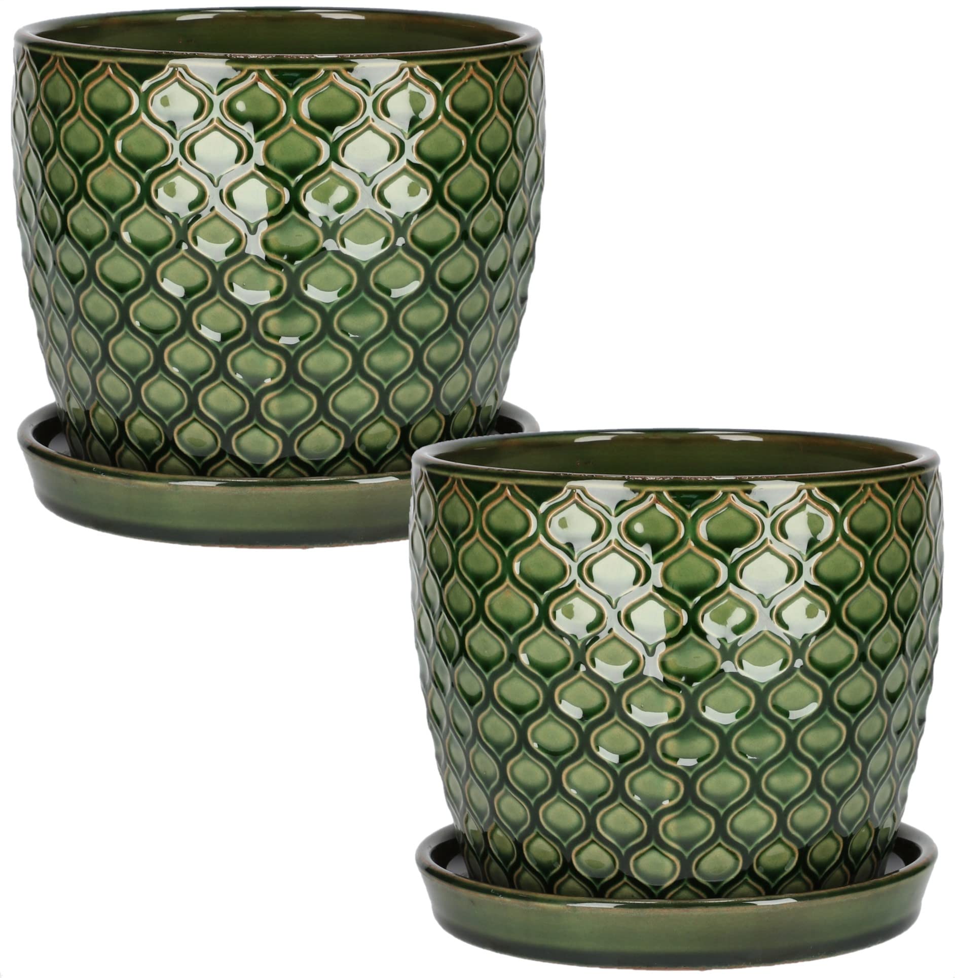 Zestaw 2x doniczka donica osłonka ceramiczna z podstawką na kwiaty rośliny - KOTARBAU