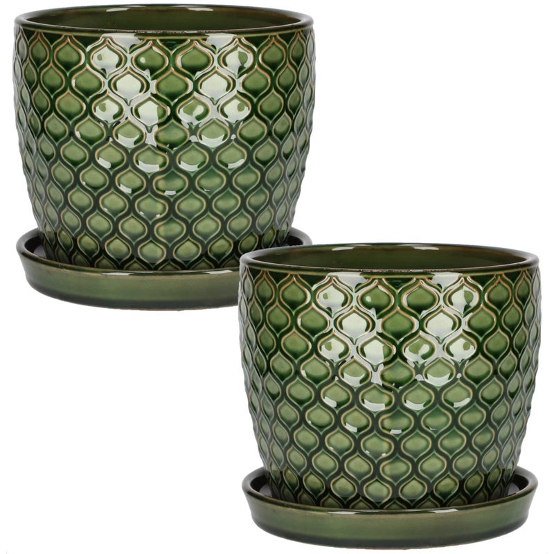 Zestaw 2x doniczka donica osłonka ceramiczna z podstawką na kwiaty rośliny - KOTARBAU