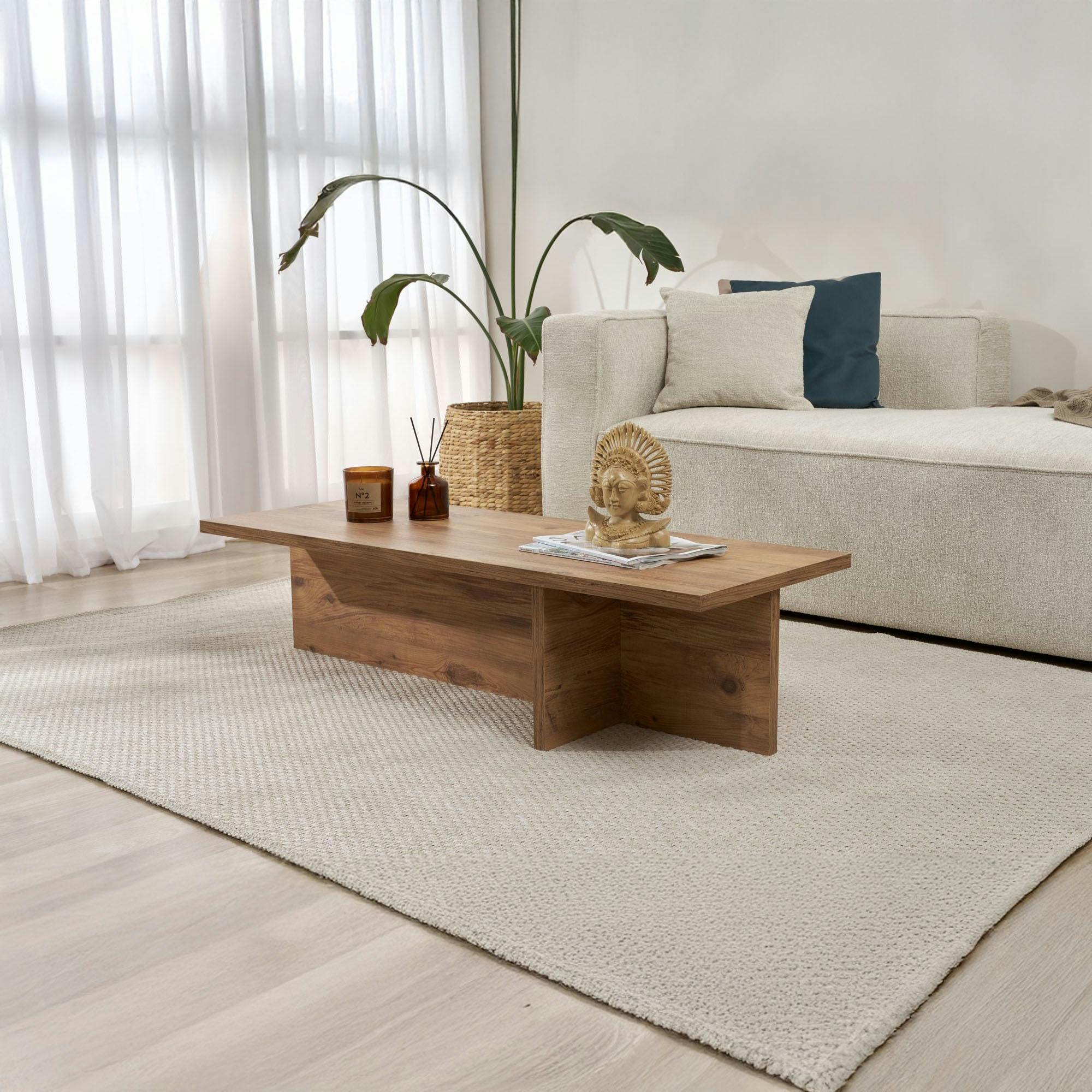 Table basse moderne minimaliste - effet bois de pin MARFA - 2