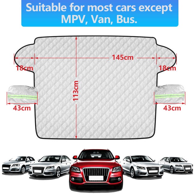 Copri Parabrezza Auto 225x120 Cm – Antigelo E Antineve Con Asole E Calamite Per Tutte Le Auto