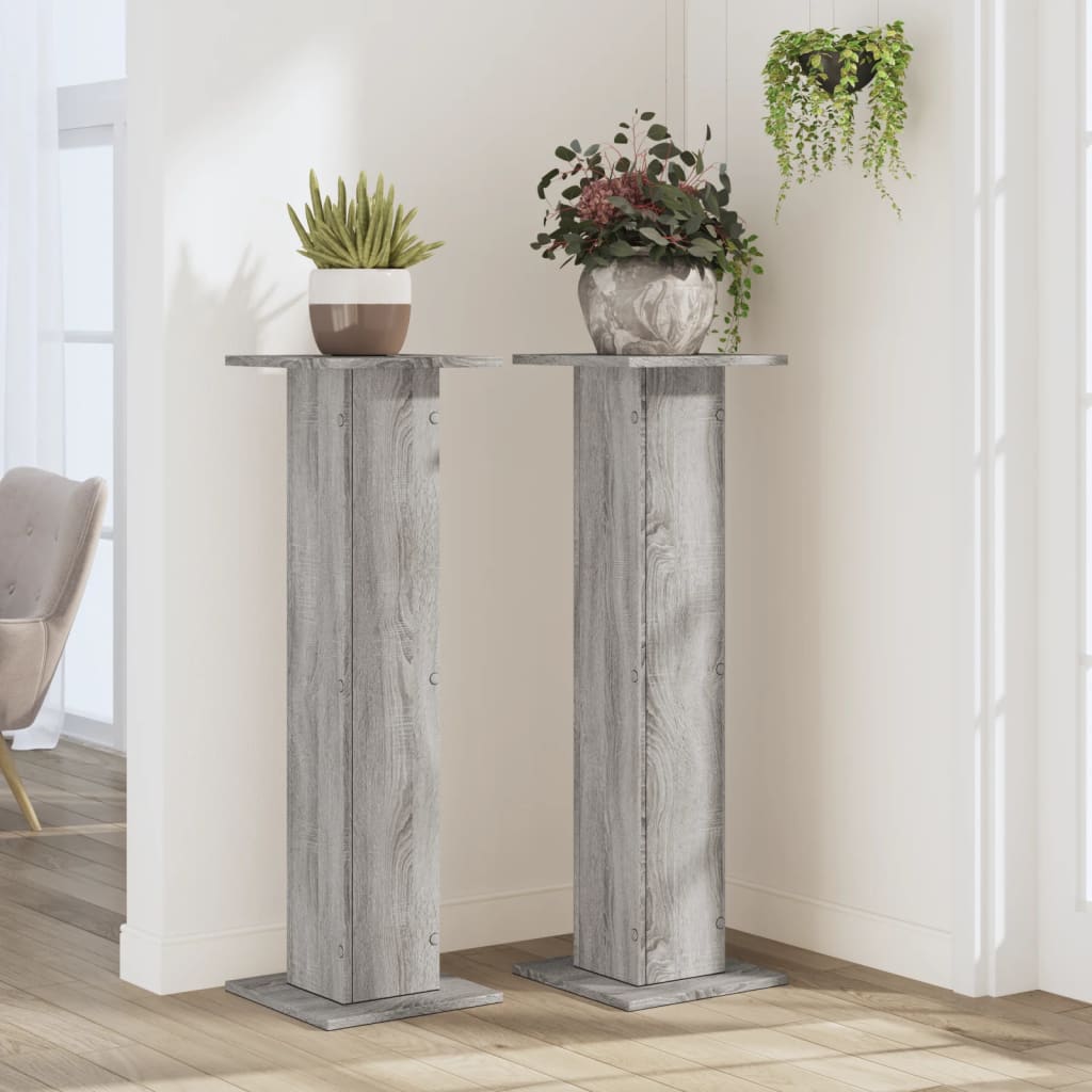 Supports pour plantes 2 pcs sonoma gris bois d'ingénierie - 3