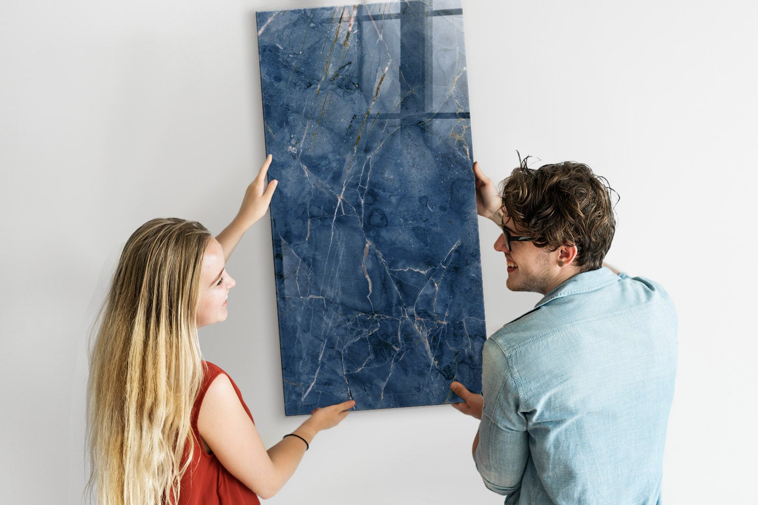 Tableau magnétique mural, Tulup - 60x120 cm - Marbre décoratif, 5 aimants, une éponge, un marqueur blanc - 2