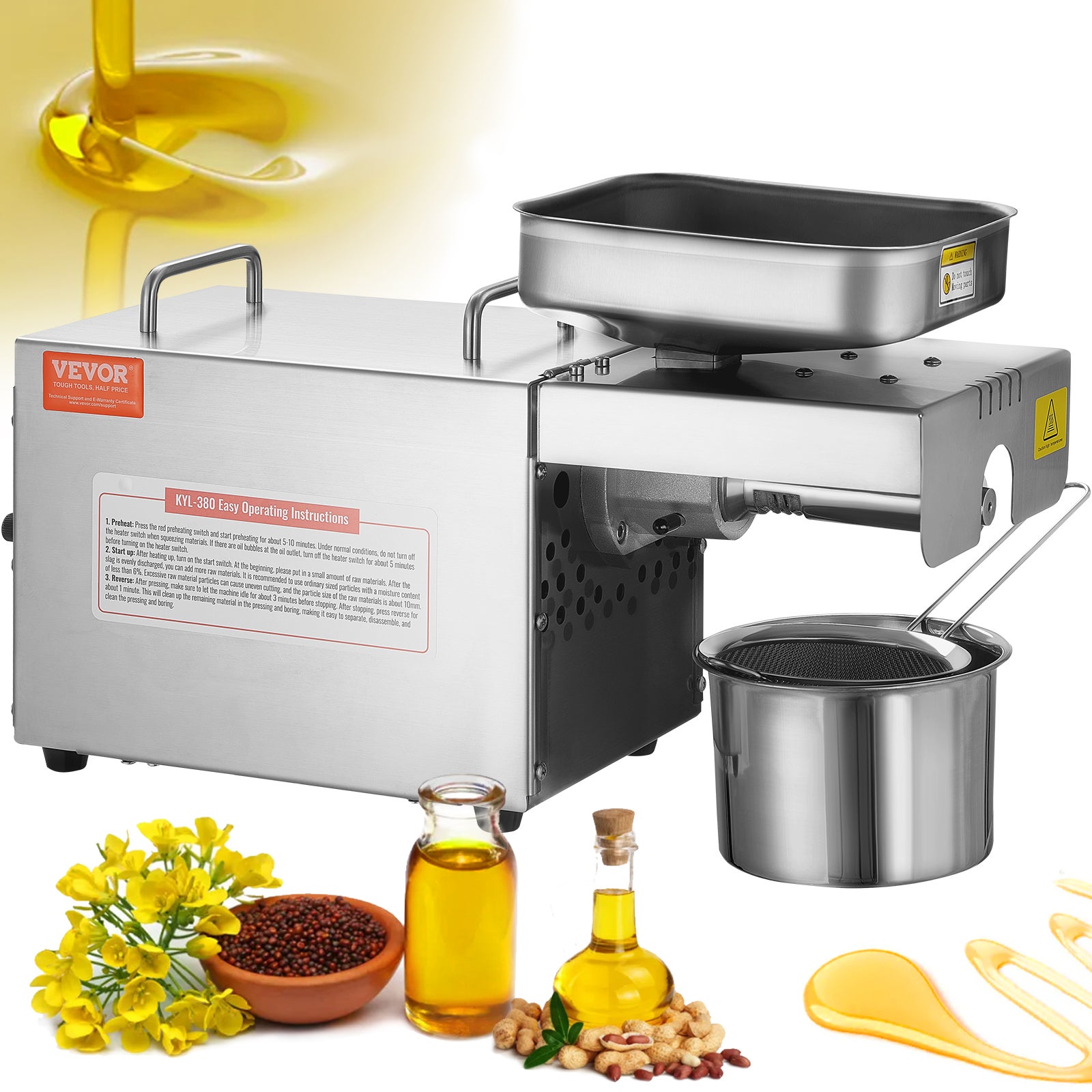Machine à Huile électrique Automatique EAWK - 750W - Inox - Presse à Huile