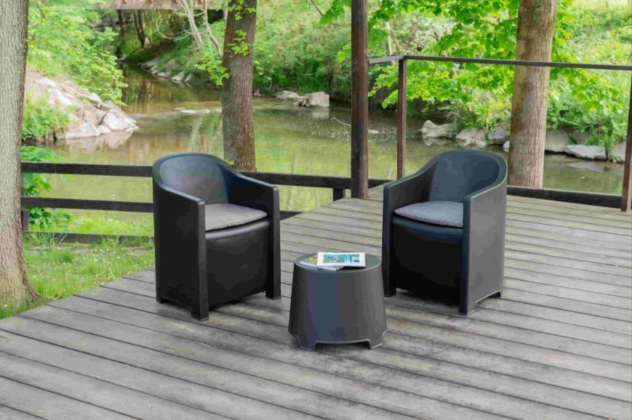 Conjunto de jardim com mesa e dois cadeirões com almofadas / Conjunto de jardim, terraço e exterior - 4