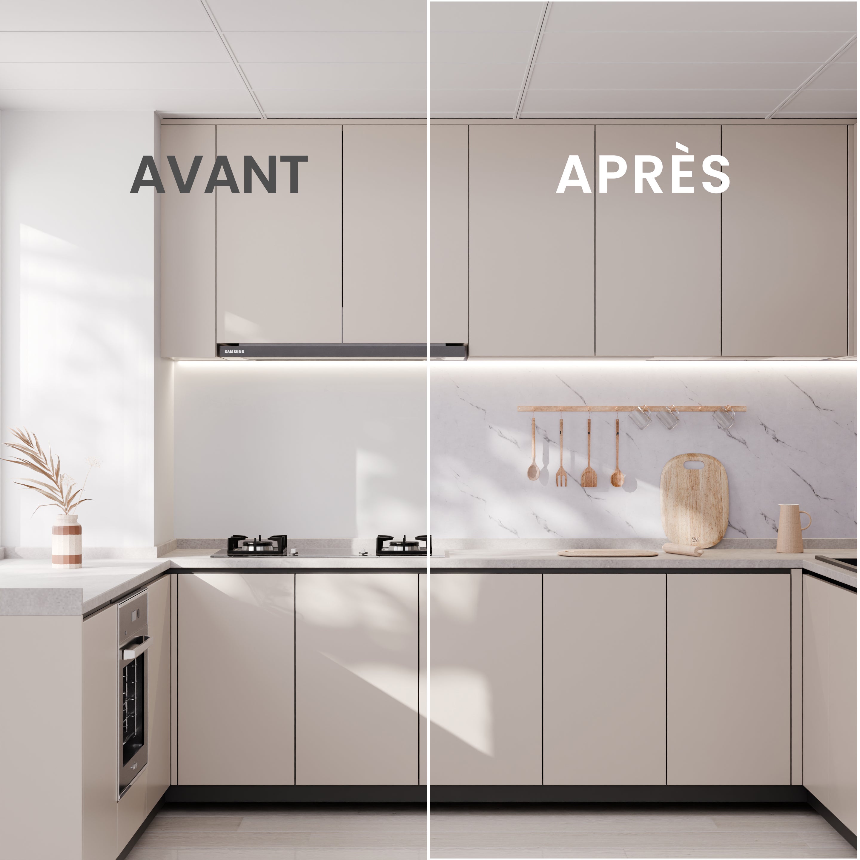 Panneau Mural – Blanc Gris- Effet Marbre – 250x120x0.3CM - 3