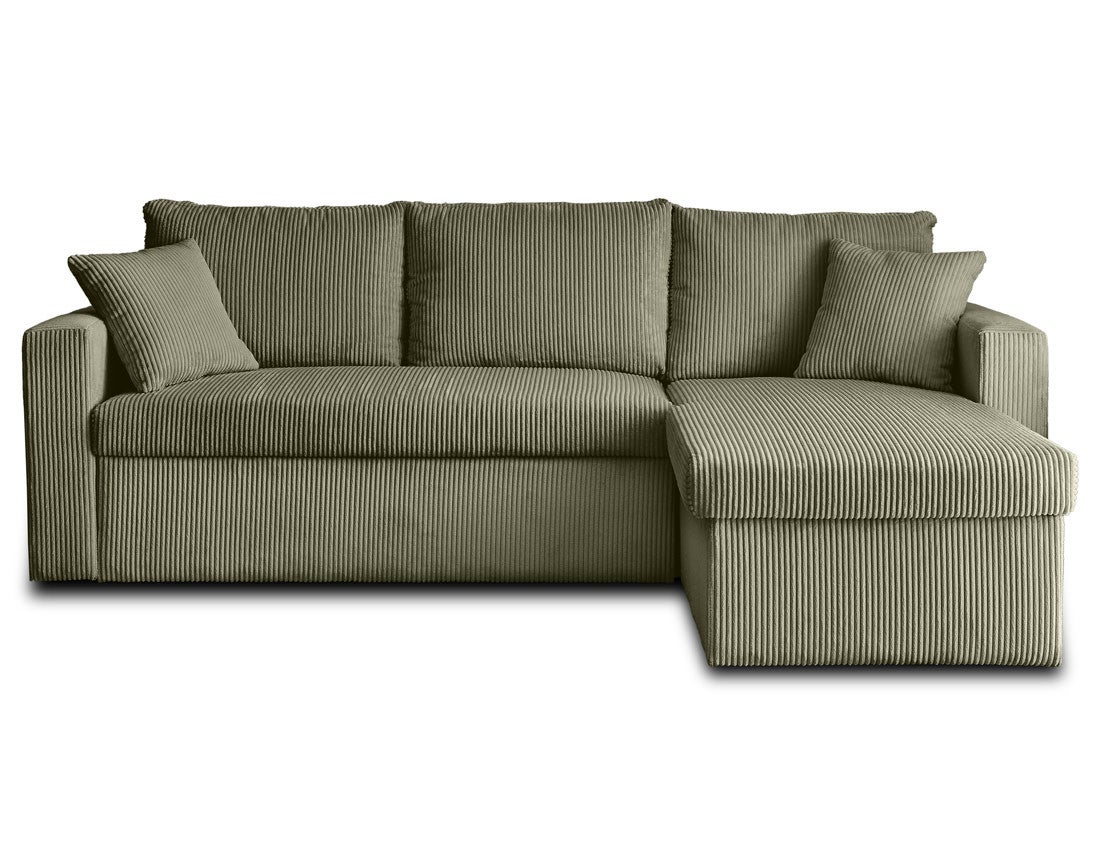 Canapé d'angle convertible 4 places en velours côtelé vert - CYRUS - Best Mobilier - 6