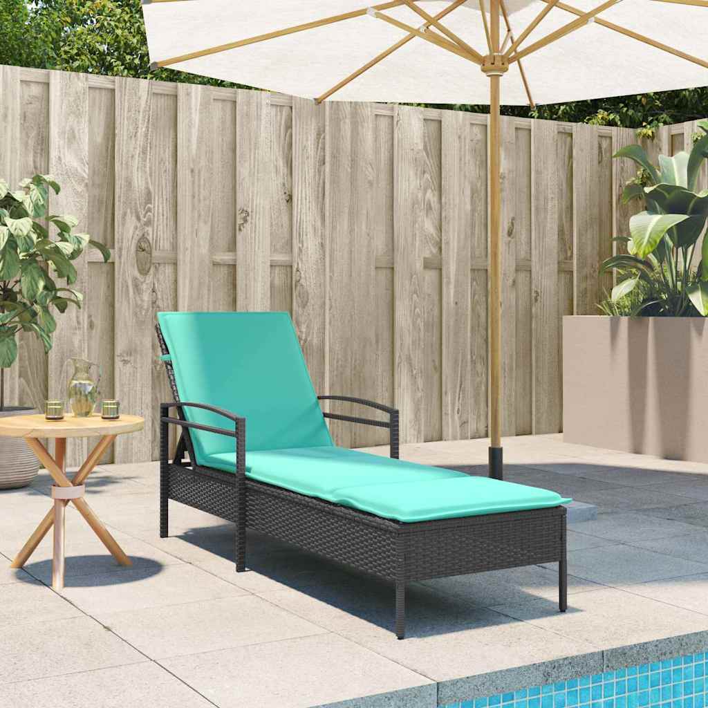 Leżak z poduszką czarny 63x200x81 cm polirattan (tylko w USA) vidaXL