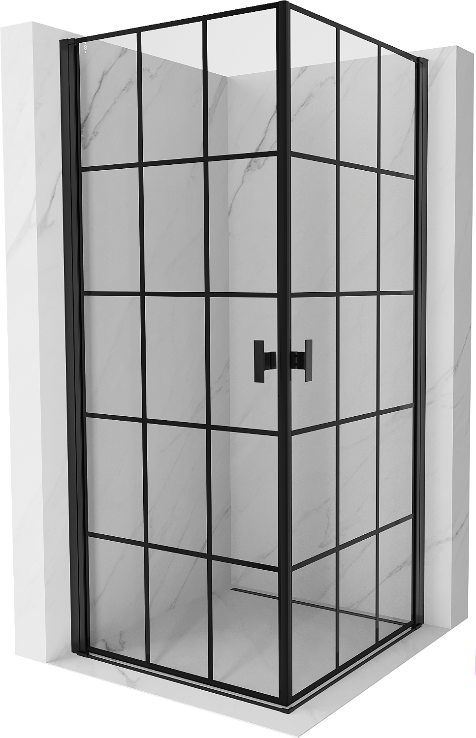 Mexen Mist-B Duo kabina prysznicowa uchylna 80 x 80 cm, czarna kratka, czarna - 8A2-080L-080P-70-77