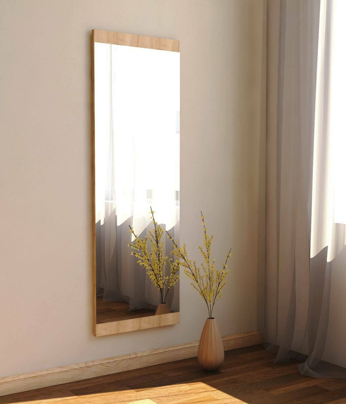 Espejito acamar, espejo, objeto de decoración de pared, decoración de espejo, 40x2h120 cm, roble