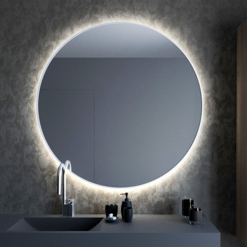 Lustro Bright Round fi 90 ramka biała barwa światła zimna+sensor