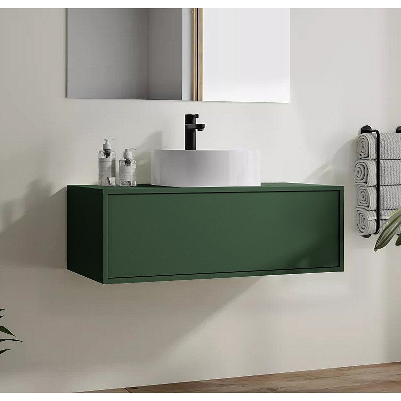 Szafka łazienkowa wisząca z okrągłą umywalką zielony mat - 94 cm - TEANA II