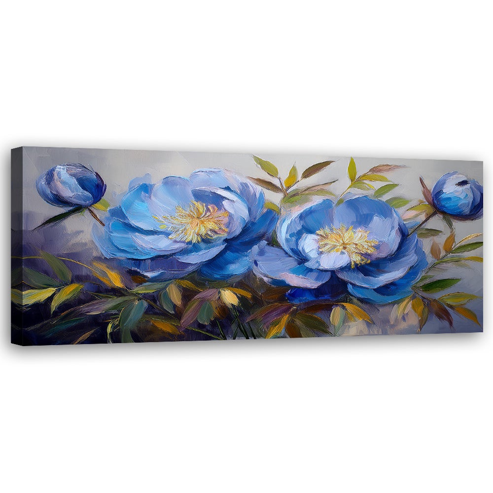 Obraz na płótnie, Piwonie Peonie Kwiaty Niebieskie 150x50